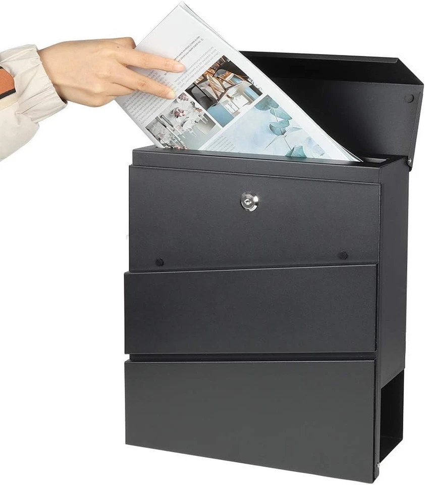 Weatherproof Locking Mailbox with Newspaper Holder – Modern Black Design - Image 4 of 4