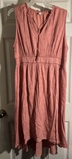 Old Navy Pink Eyelet Smocked Waist Midi Dress Womens Size XL,  Sleeveless V Neck
