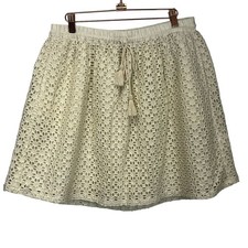LUCKY BRAND CREAM EYLET LINED MINI SKIRT WITH POCKETS EUC NEVER WORN SZ XL