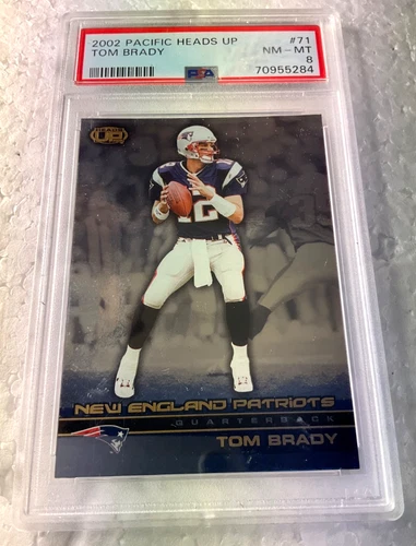 2002 TOM BRADY FOOTBALL CARD #71 PSA 8 PACIFIC HEADS UP #3