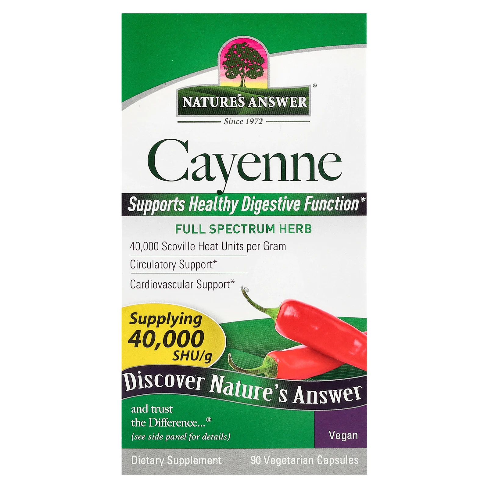 Natures Answer Cayenne Capsicum Annuum 90 вегетарианских капсул, не содержащих консервантов