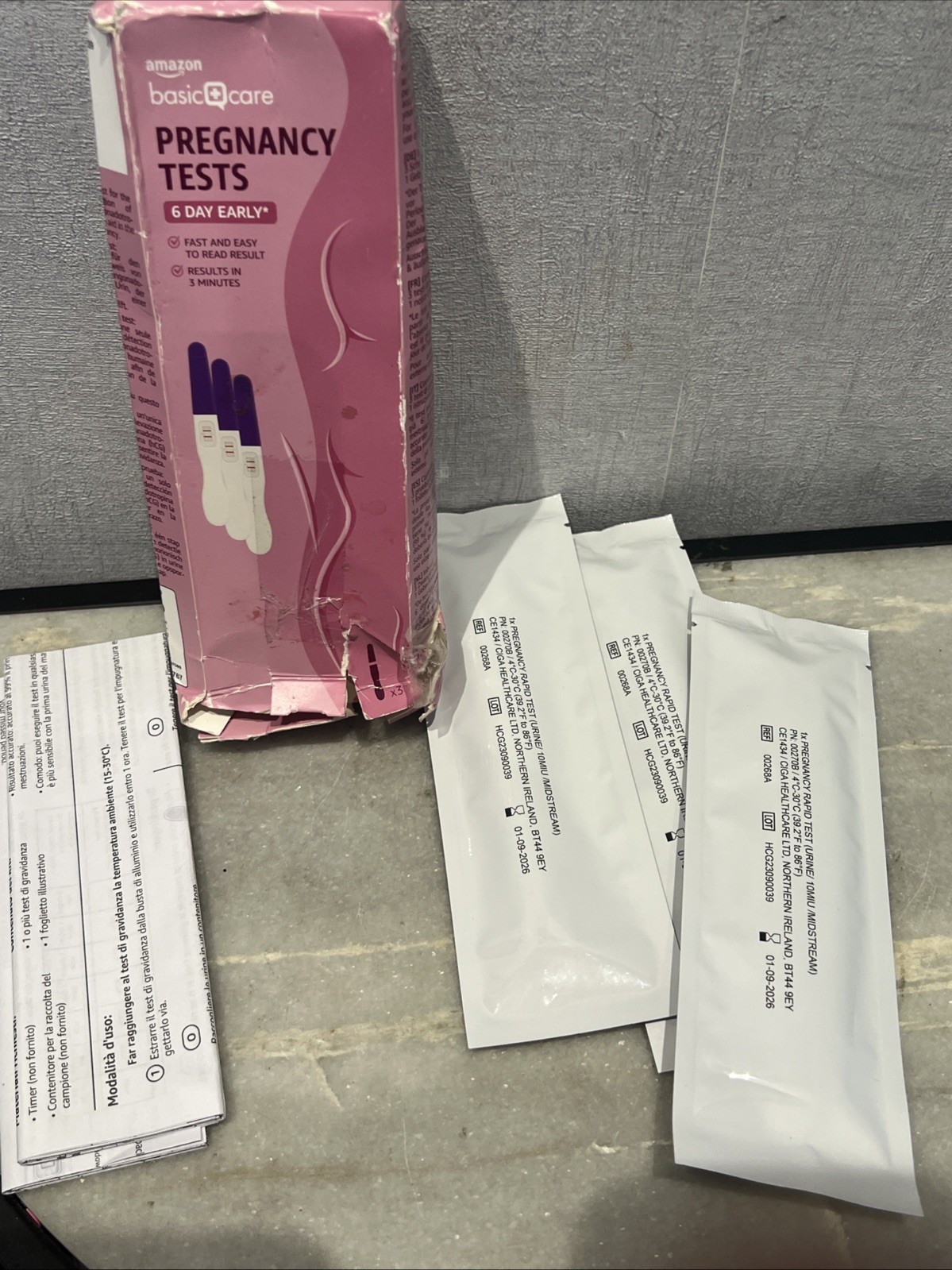 Amazon Basic Care 6 Day Early Pregnancy Tests (Pack of 3 Tests) Exp: 09/2026