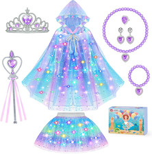 Princess Dress up for Girls, Unicorn Light up Princess Cape Princess Dress Costu