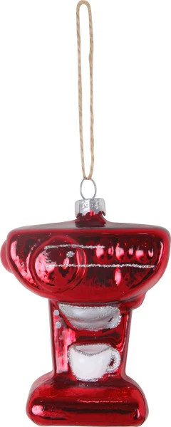Trendline Weihnachtskugel Aus Glas Kaffeemaschine 9,5 X 7 Cm Rot-Weiß-image