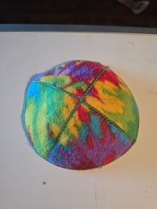 2014 Psychedelic Color Yarmulke Kippah Young Jewish Boy Felt Leather 5.5"Rd
