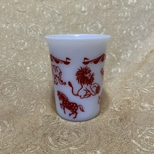 Vintage Hazel Atlas Milk Glass Circus Theme Cup/Tumbler Child's Cup