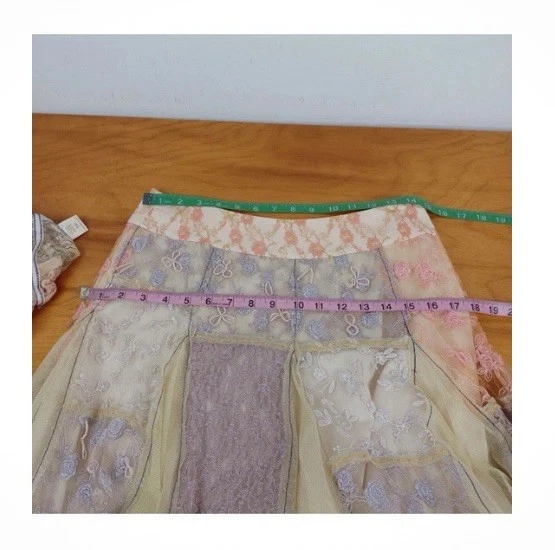 Maxi Falda Free People Mujeres Fantasía Patchwork Encaje Talla 4 Boho Mezcla de Nylon Foto 4 de 4