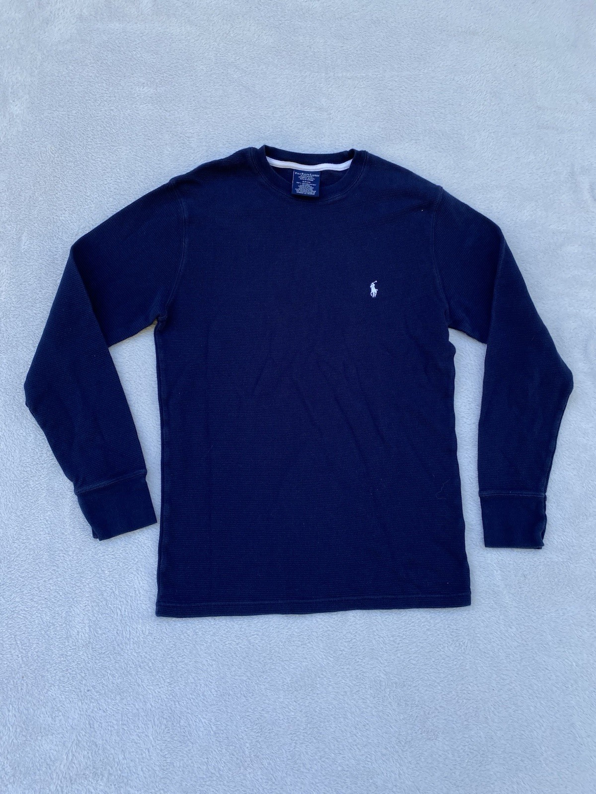 Mens Polo Ralph Lauren Bear Pajama Pants Navy Gray Waffle Knit Top Sleepwear S/M thumbnail 2