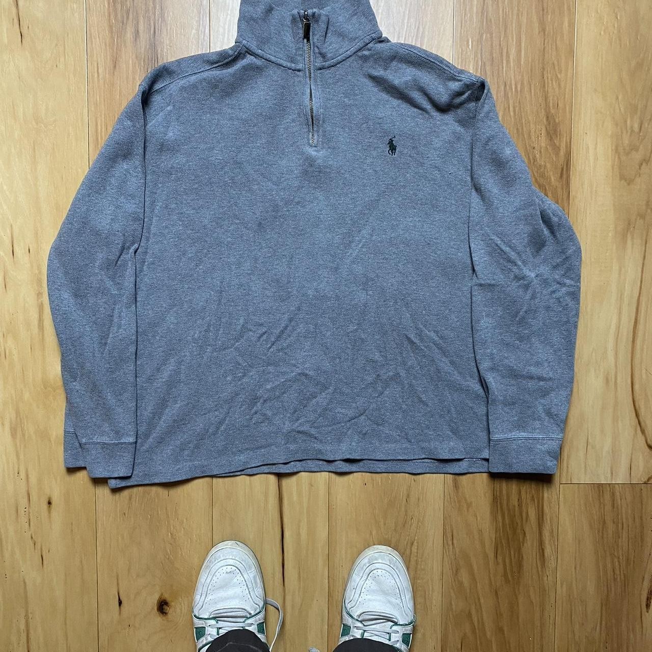 Polo By Ralph Lauren Uomo Grigio Pony Pullover Maglione Quarto Zip Taglia Xl