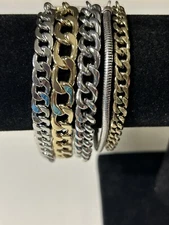 Jenny Bird Austin Cuff Bracelet Chunky Gold & Silver Tone Chains