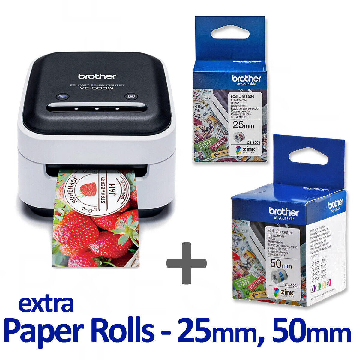 Brother VC-500W Colour Label Printer BUNDLE,WiFi,PC & Mac, EXTRA CZ Casette  Roll