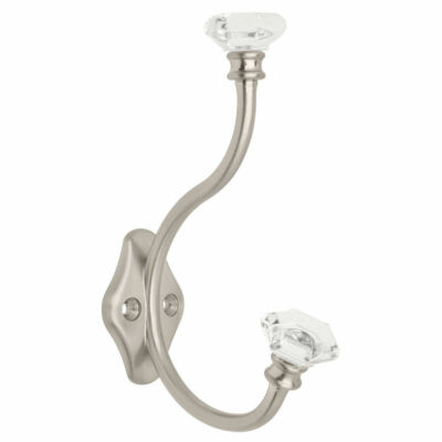 Liberty Hardware 128734 Satin Nickel and Clear Acrylic Facets Coat and Hat Hook!