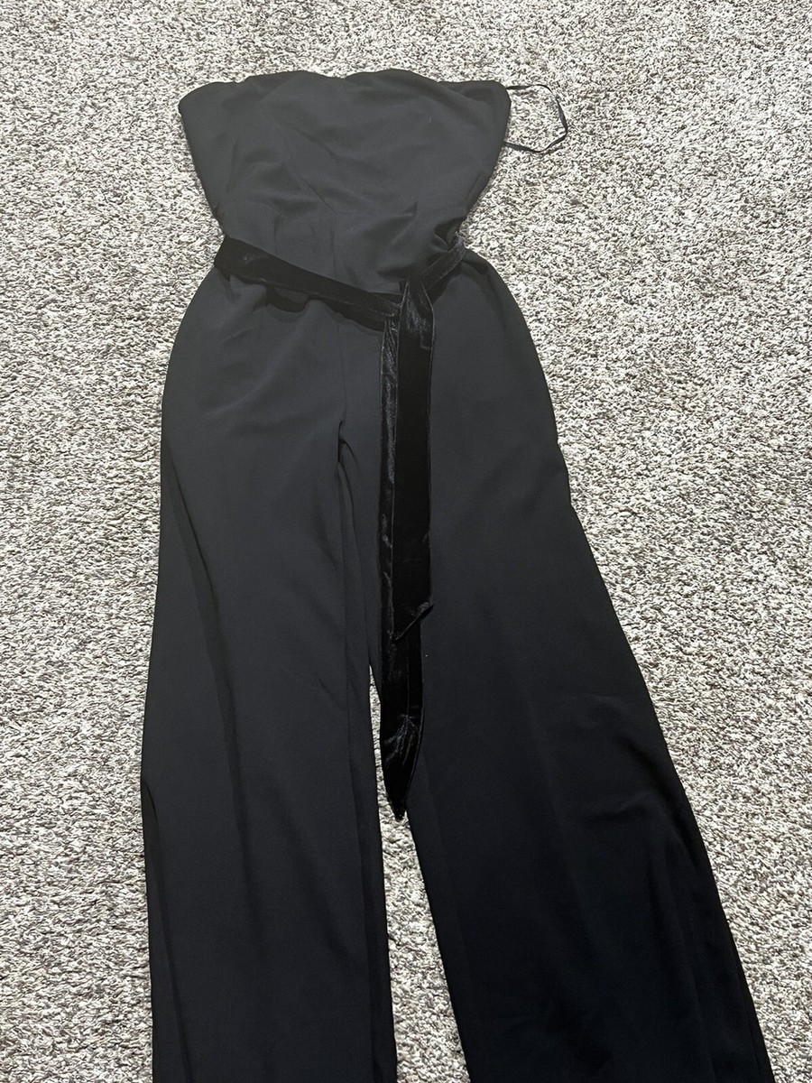 Strapless Wide Leg Jumpsuit Large New With Tags Aakaa Velvet Belt