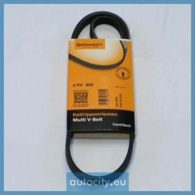 Courroie Trapézoïdale à Nervures Continental Contitech 4PK850 - Pour Alternateur, Direction Assistée, Etc.