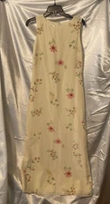 Talbots Pure 100% Silk Sleeveless Shift Lined Dress Maxi Cream Floral Slit Sz 4