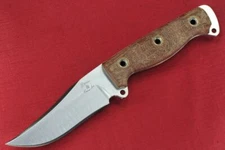 Busse Custom Son of Badger Bowie Variant SOB .17" Satin INFI, Tan Canvas Micarta