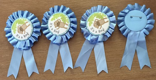 Lot Of 4 Its a boy! Monkey Jungle Award Ribbon Pin Baby Shower Gender Reveal