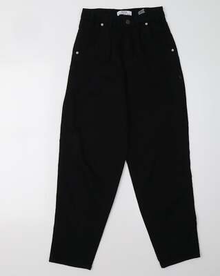 Bershka Womens Black Cotton Blend Mom Jeans Size L29