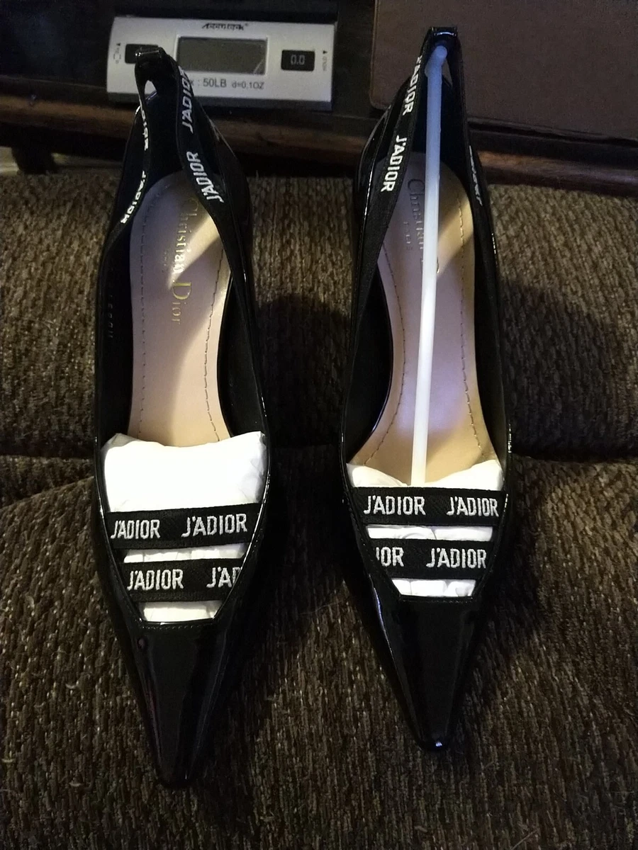 DIOR J ADIOR RIBBON BLACK TECHNICAL FABRIC PUMP SHOES SIZE 38.5