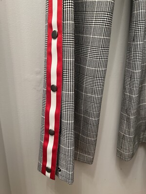 Alice + Olivia New Pant Side Leg Snaps Red Stripe -Zip Front Size 0