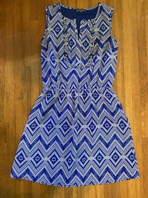 blue zig zag dress Oversized Zig Zag Midi Dress Navy/Ecru main image 0