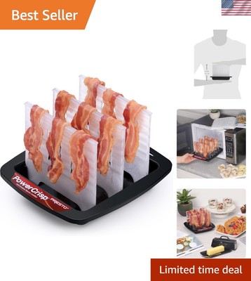 Microwave Bacon Cooker - No Mess Design, Cooks 12 Crispy Strips Effortlessly