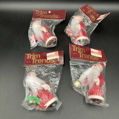 Seasonal Specialties Tree Trim Trends Vintage Lot of 4 Santa Ornaments NEW