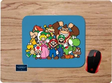 NINTENDO GAMING CHARACTERS COLLAGE ART MOUSE PAD DESK MAT MARIO LUIGI GOOMBA