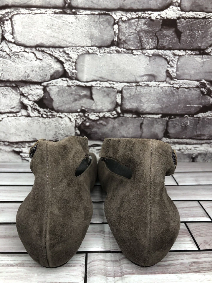 Tsubo Gerri Gris Estampado Serpiente Gamuza Cuero Punta abierta Correa Plana Mujeres 8M EE. UU./39EU Foto 4 de 4