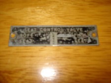 1948-1950 Dodge Truck Seat Control Valve Data Plate