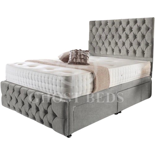 NEW LUXURY DIAMANTE DIVAN BED + 24" MATCHING HEADBOARD + MEMORY SPRUNG