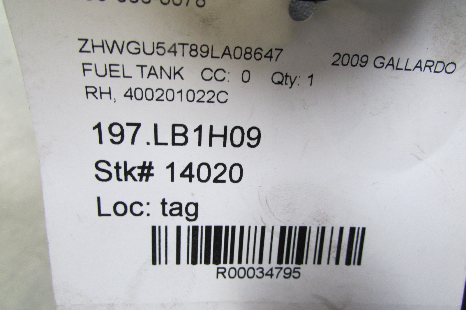 Lamborghini Gallardo LP550, 560, Coupe, RH,Right Fuel Tank, Used, P/N 400201022C