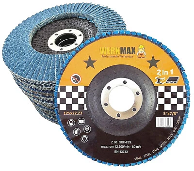 WERKMAX WFS Fächerscheiben 125 Lamellenscheiben Schleifscheiben Korn 40 bis 80