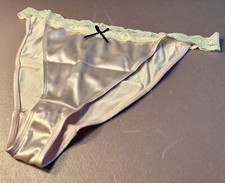 Women Panties,bikinis ILUSION Size XL.Light Pink Satin Soft W/Fishnet Waistband