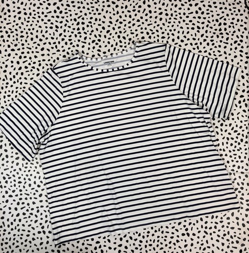 Lands End Navy Blue White Stripe 2X PLUS Cover-Up SS SWIM TEE 518094 - Picture 1 of 5