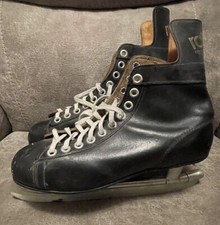 Vintage Rally By Brookfield Men's Hockey Ice Skates Size 11 Steel Shank Black