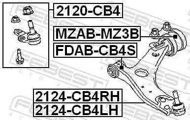 Perno braccio oscillante Assale anteriore inferiore 2120-CB4 FEBEST per VOLVO