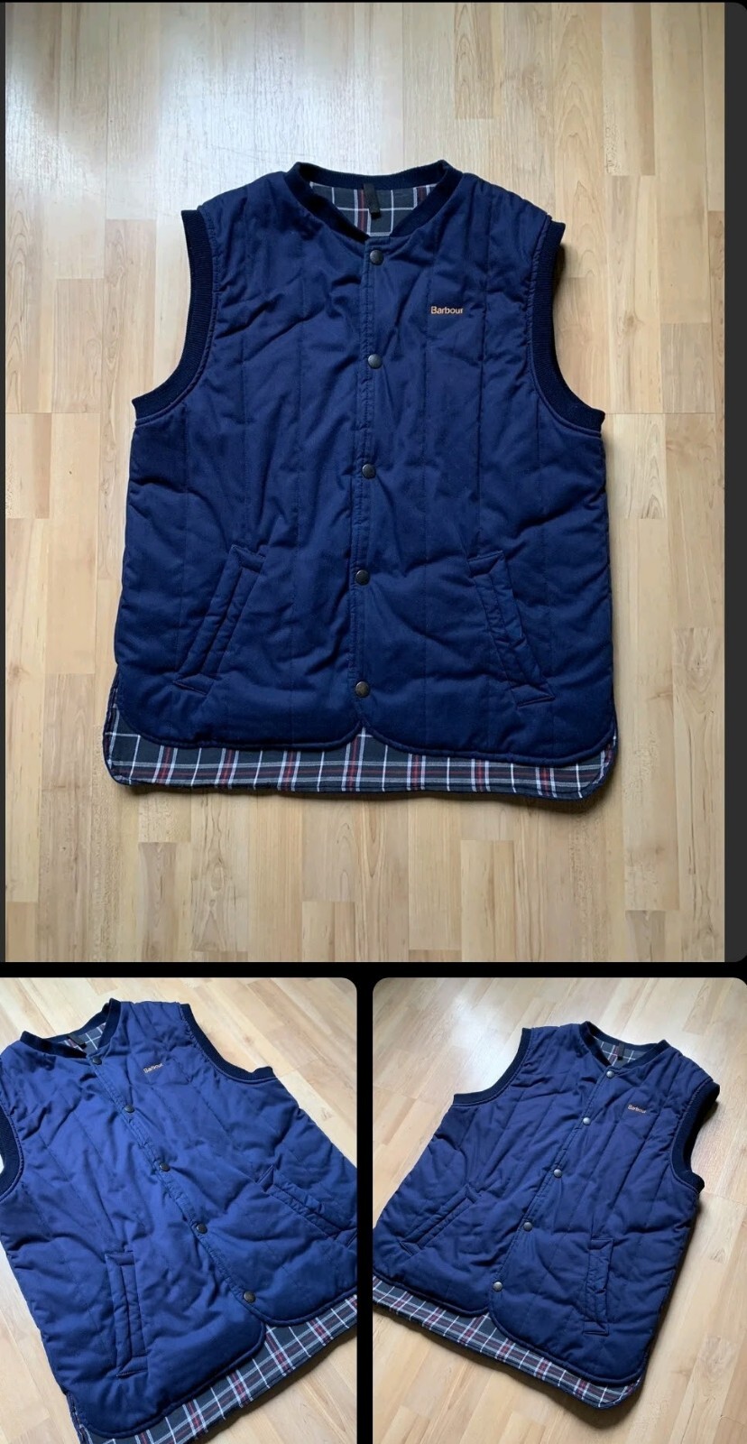 Barbour Gilet Jacket Blue Check Lining Made in England Mens XL eBay