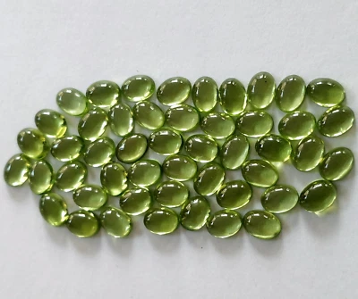8x6 MM Oval Cabochons Natürlich Peridot Sen Carlos Peridot 50 Stück Passende Set - Bild 1 von 4