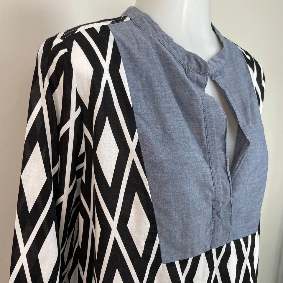 J. Blusa feminina Crew túnica top média preta branca diamante leve algodão - Imagem 2 de 4