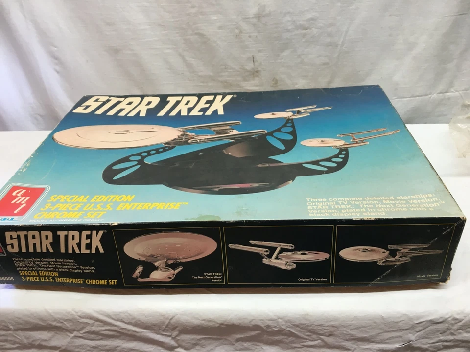 AMT Special Edition 3 Piece USS Enterpise Chrome Model Set Not Built Free Ship - Image 4 of 4