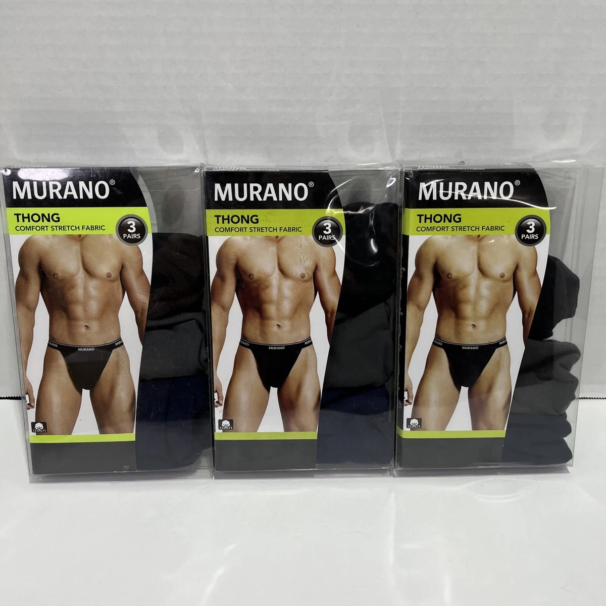 Murano Mens Thong Underwear Small Black Blue 9 Pair Gray Waist 28  