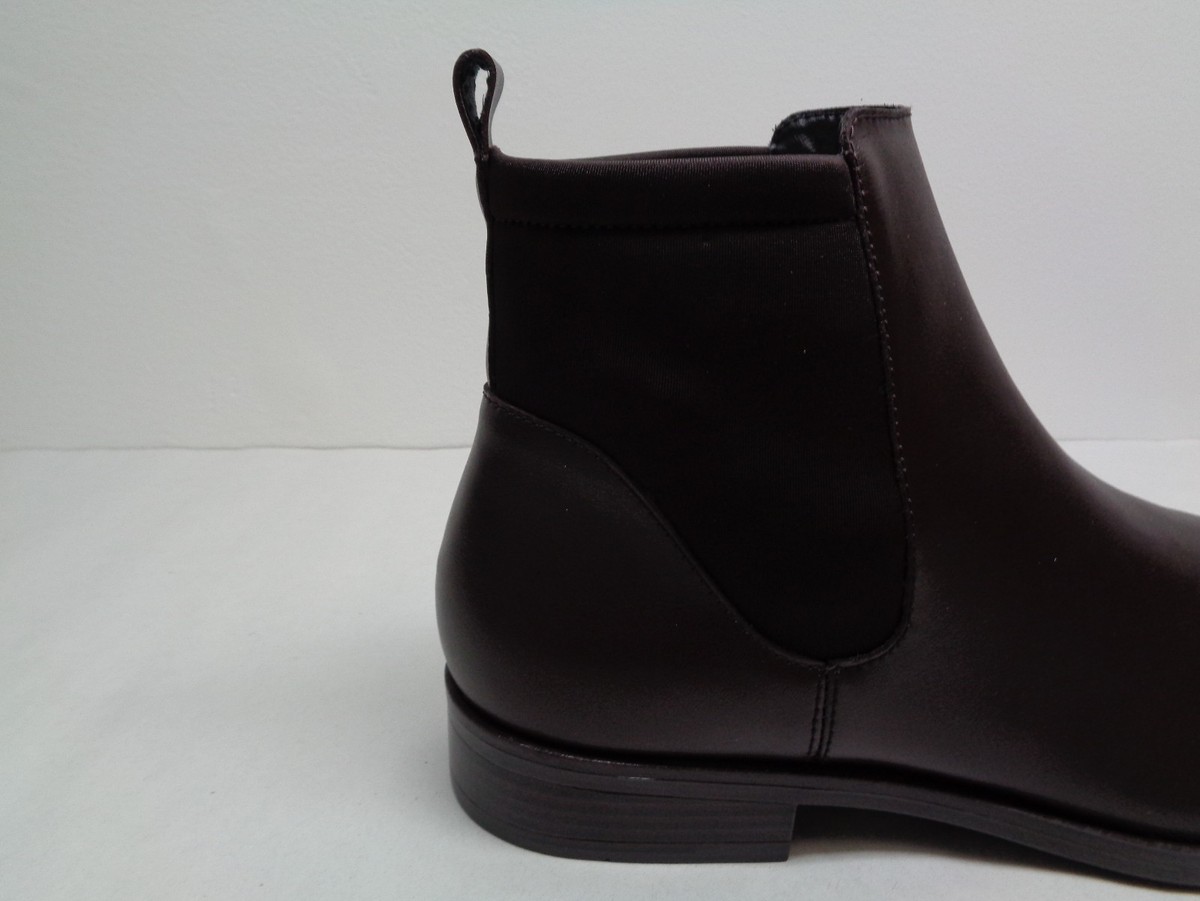Calvin Klein Size 11.5 M DAI LEATHER Dark Brown Ankle Boots 