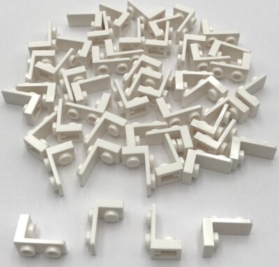 Lego 50 New White Brackets 1 x 1 - 1 x 2 Inverted Parts