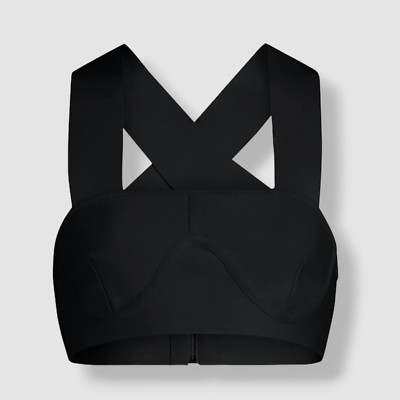$140 Herve Leger Women's Black Square Neck Knit Bra Cup Body-Con Top Size XS