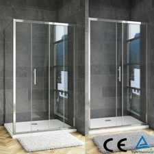 Bathroom Sliding Door Shower Enclosure Side Panel Walk In 6mm Glass and Tray