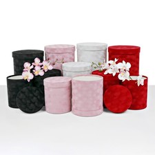 Round Velvet Flower Gift Boxes for Weddings, Valentine's, Floral Arrangements