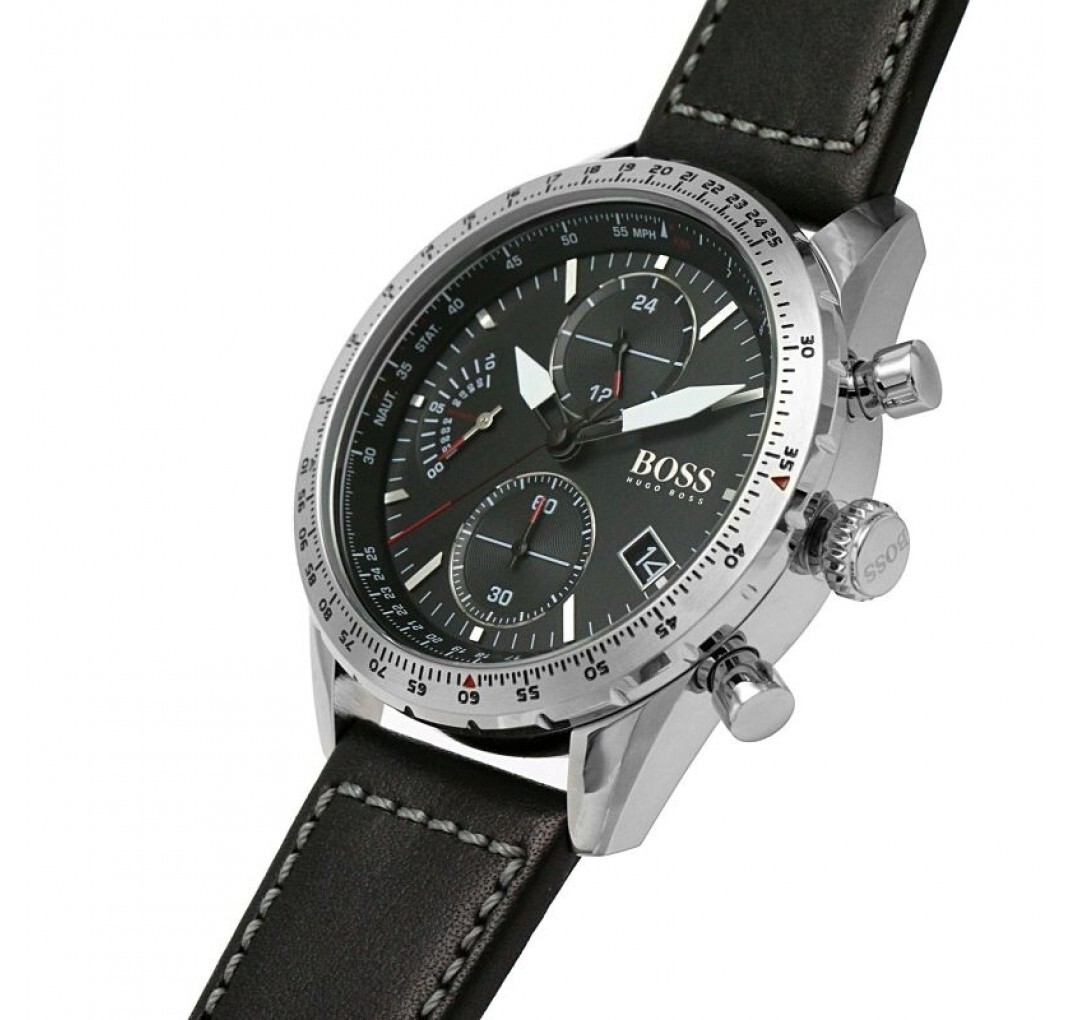 HUGO BOSS MENS CHRONOGRAPH PILOT WATCH HB1513853 BLACK WARRANTY RRP 349