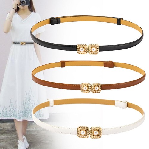 Ceinture ajustable Cummerbunds femme boucle nacrée fine ceinture PU ceinture taille - Photo 4/15