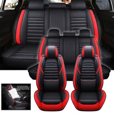 Luxury Leather Car Seat Covers Cushion Protector Front+Rear Full Set Universal